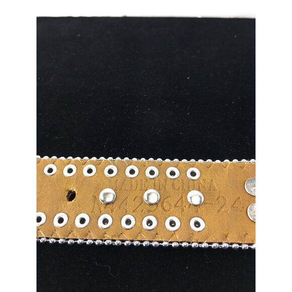Nocona Western Belt with Buckle Beads Studs & Rhinestones Brown Size 24in NWT - Picture 12 of 13